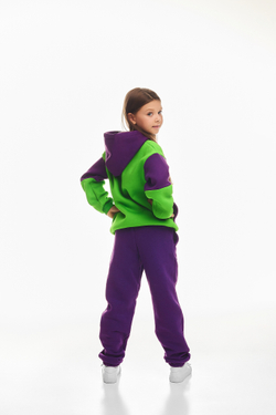 Дитячий спортивний утеплений костюм Kindamor Active Heat Purple/Green, фліс для дівчинки
