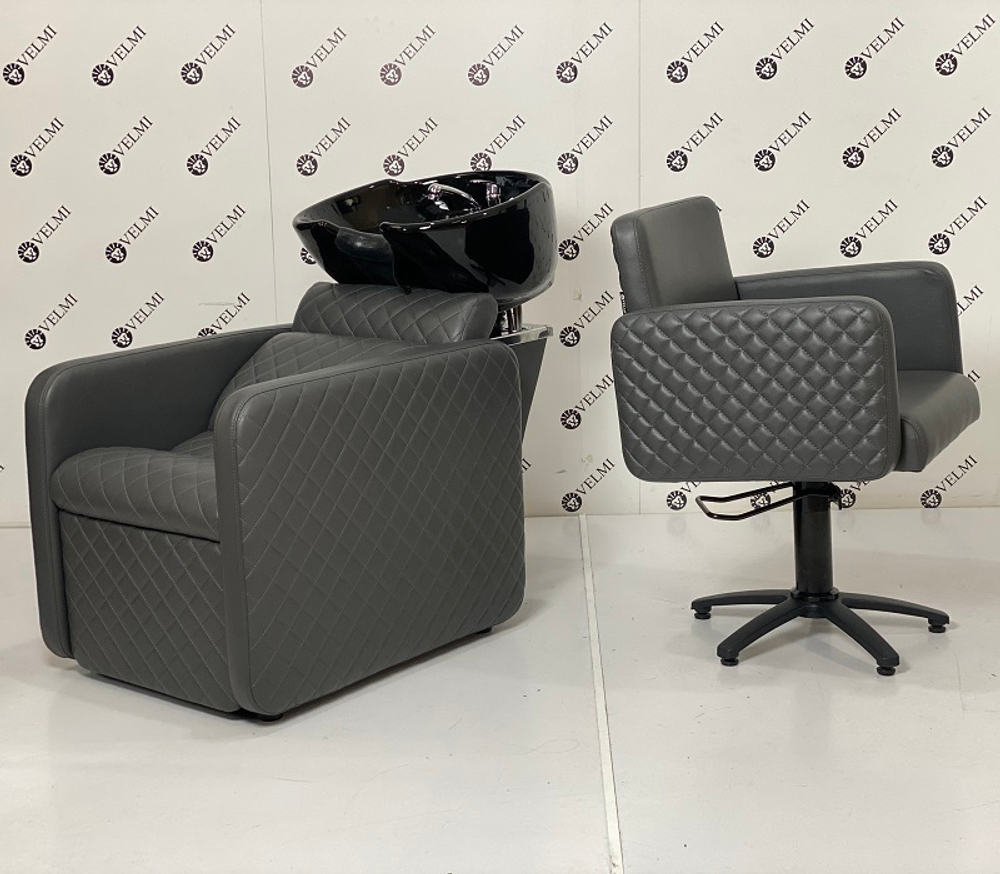 Комплект парикмахерской мебели Polo Premium Lux Black на пятилучье