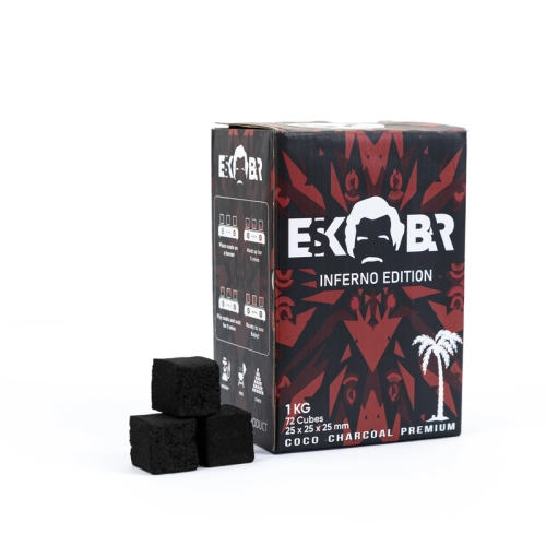 Кокосове вугілля Eskobar (Коробка) 1кг 72шт 25х25