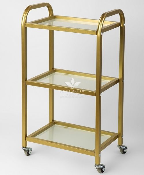 Косметологическая тележка S4-gold стекло сатин