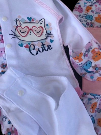 Комплект 4в1: боді з довгим рукавом, повзунки, шапочка, слюнявчик, інтерлок ТМ "Happy TOT"