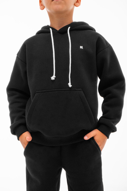 Дитячий спортивний утеплений костюм Kindamor Warm Autumn Black для хлопчика, фліс чорний