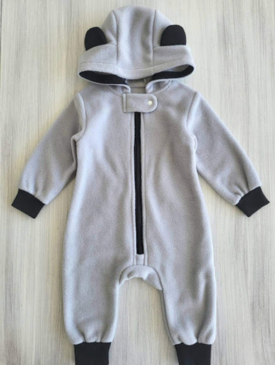 Комбінезон (ромпер) з капюшоном, "Grey", фліс ТМ "Happy Tot"