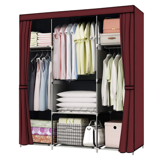 Тканинна складана шафа HCX Storage Wardrobe CL-128, Бордо (N-15)