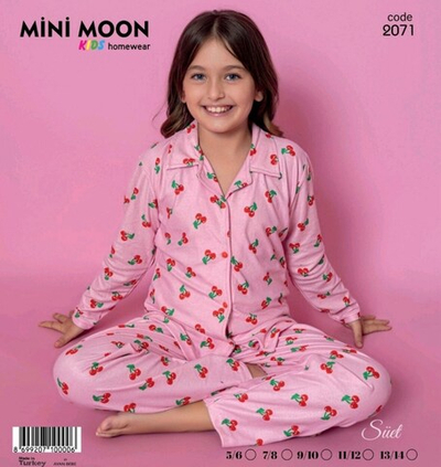 Костюм для дому та сну (піжама) "Вишні", футер ТМ "Mini Moon"