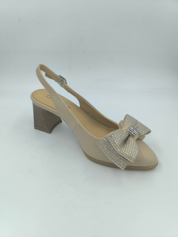 Женские туфли с открытой пяткой и бантом из искусственной кожи