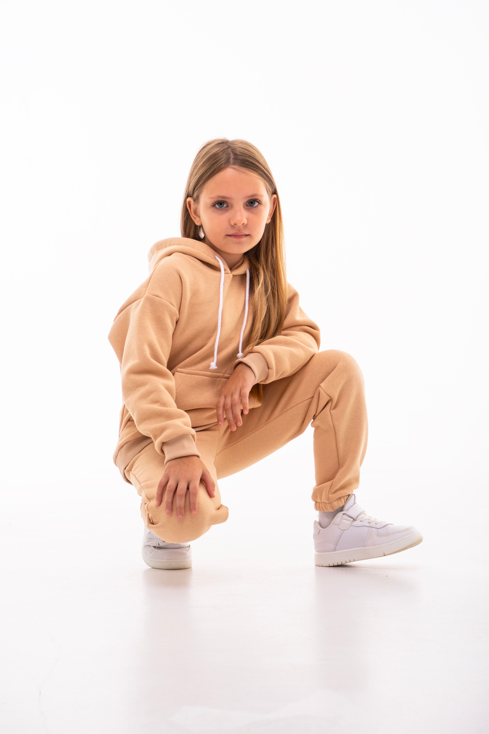 Дитячий спортивний утеплений костюм Kindamor Warm Autumn Beige для дівчинки, фліс бежевий