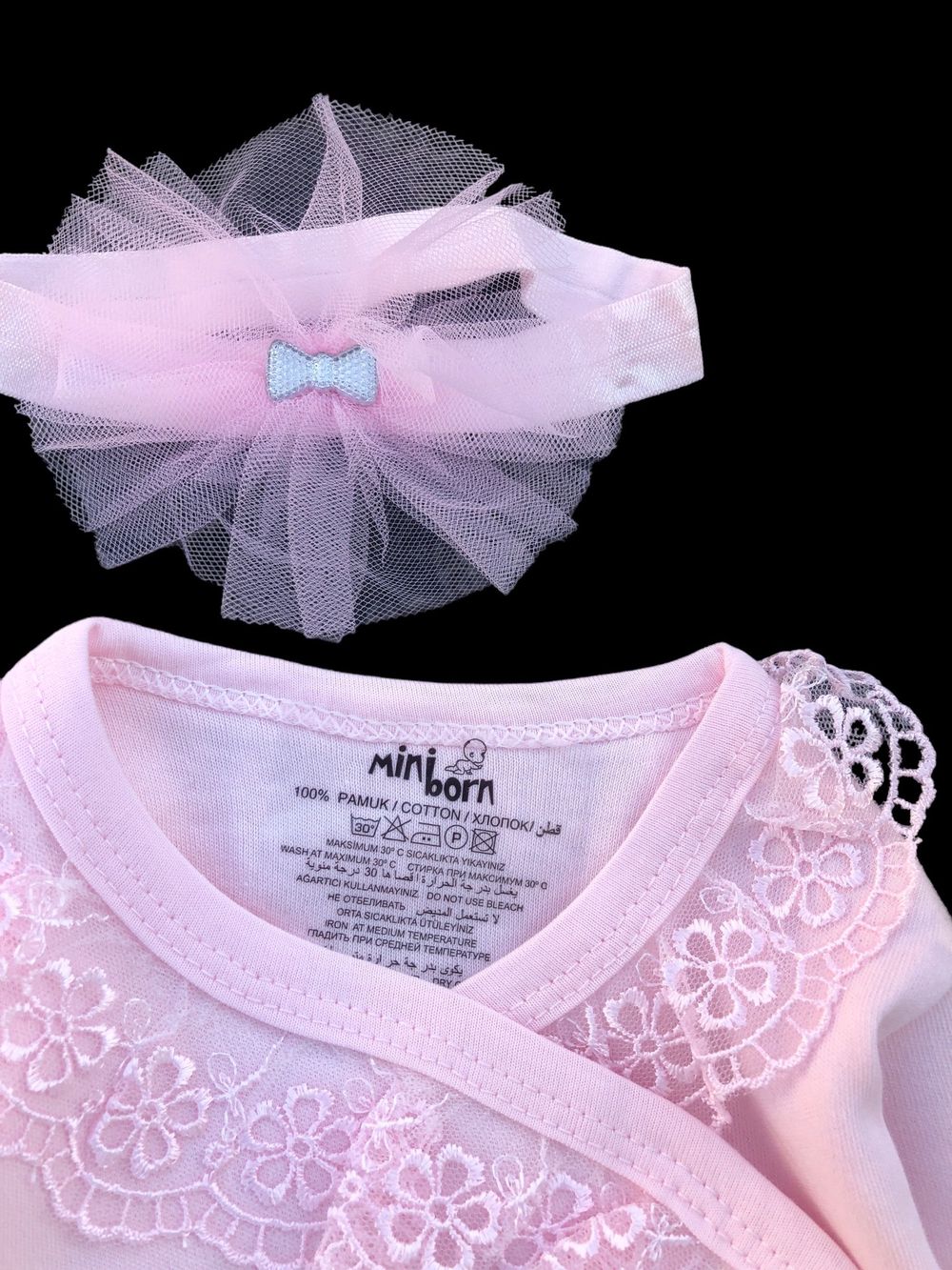 Боді з довгим рукавом з повʼязкою "Ніжність" ТМ "MiniBorn"