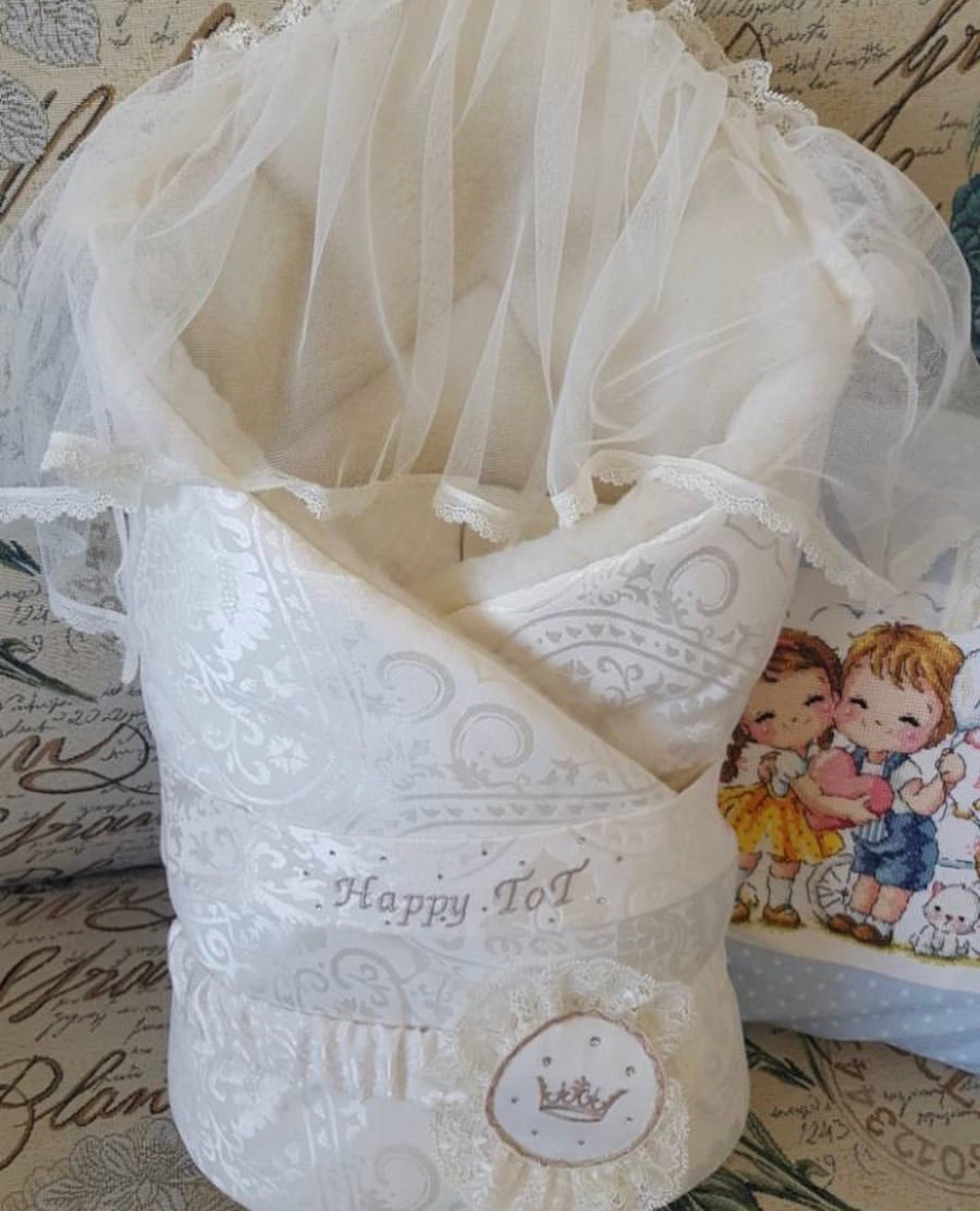 Конверт-Ковдра, жаккард, вовна, 90*90 см, ТМ "Happy ТоТ"