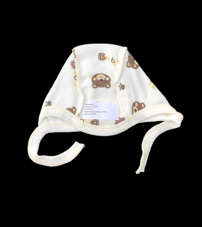 Шапочка із завязками, інтерлок ТМ "Happy ToT" (0-1 міс, 36 см)