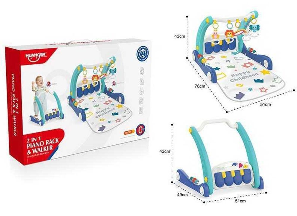 Ходунки НЕ 0633 (12) игровой музыкальный коврик, пианино, погремушки, в коробке