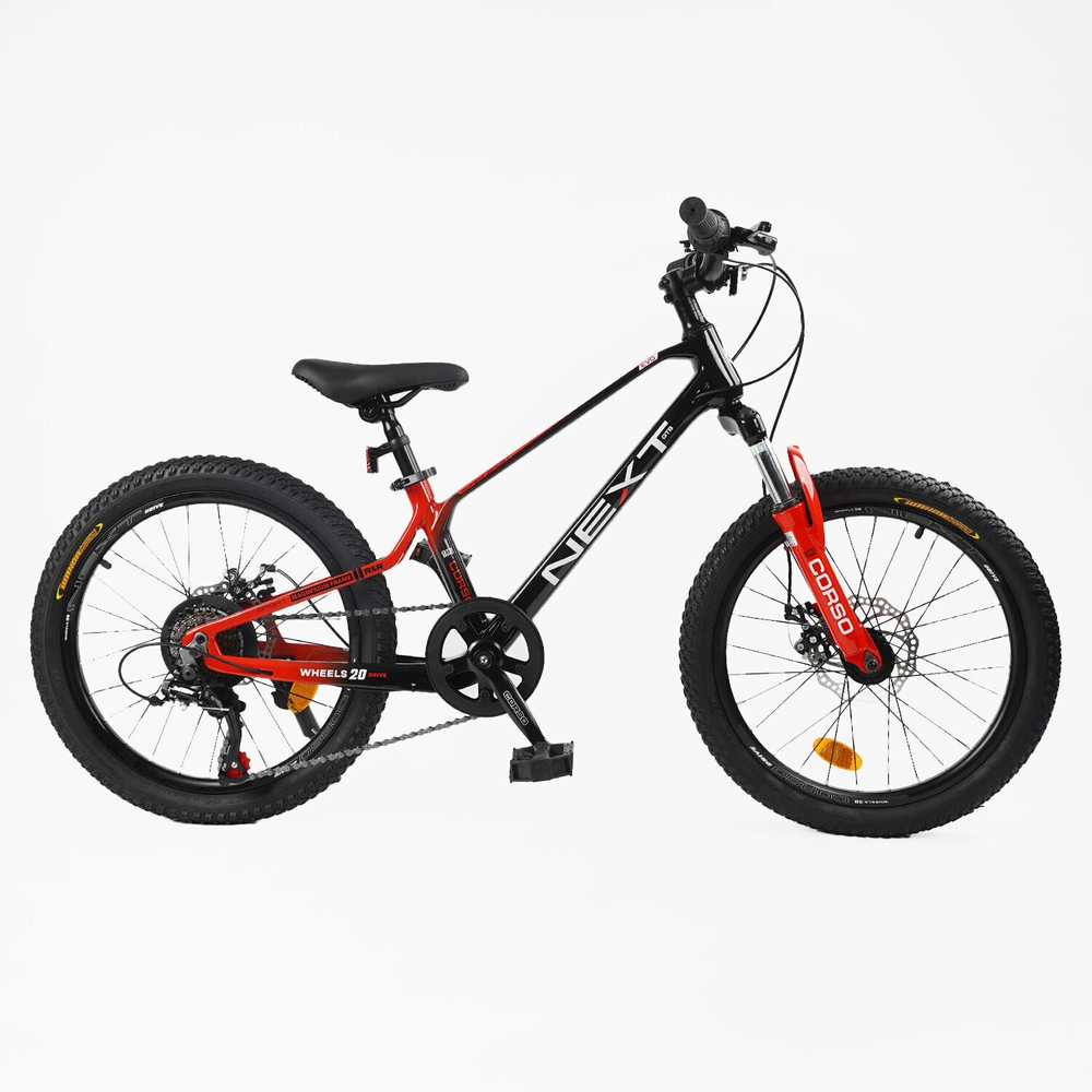 Детский спортивный велосипед 20 дюймов Corso Next магниевый, оборудование Shimano