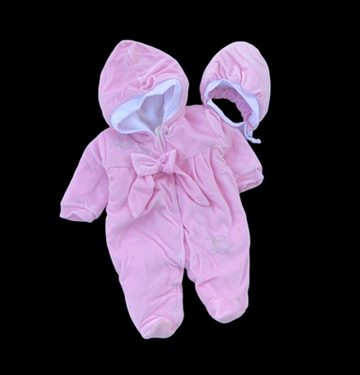 Комбінезон з капюшоном і шапочкою "Бантик", велюр, махра ТМ "Lari"
