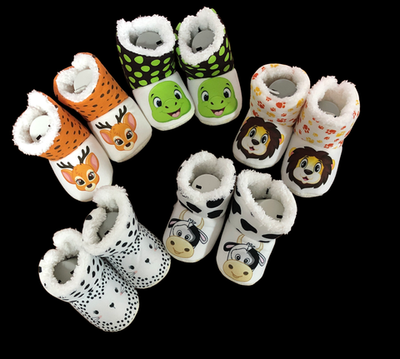 Пінетки "Звірята", велюр, набивна махра ТМ "Tr" (0-6 міс - 12,5 см)