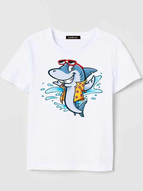 Футболка дитяча біла Hipster shark Love&Live