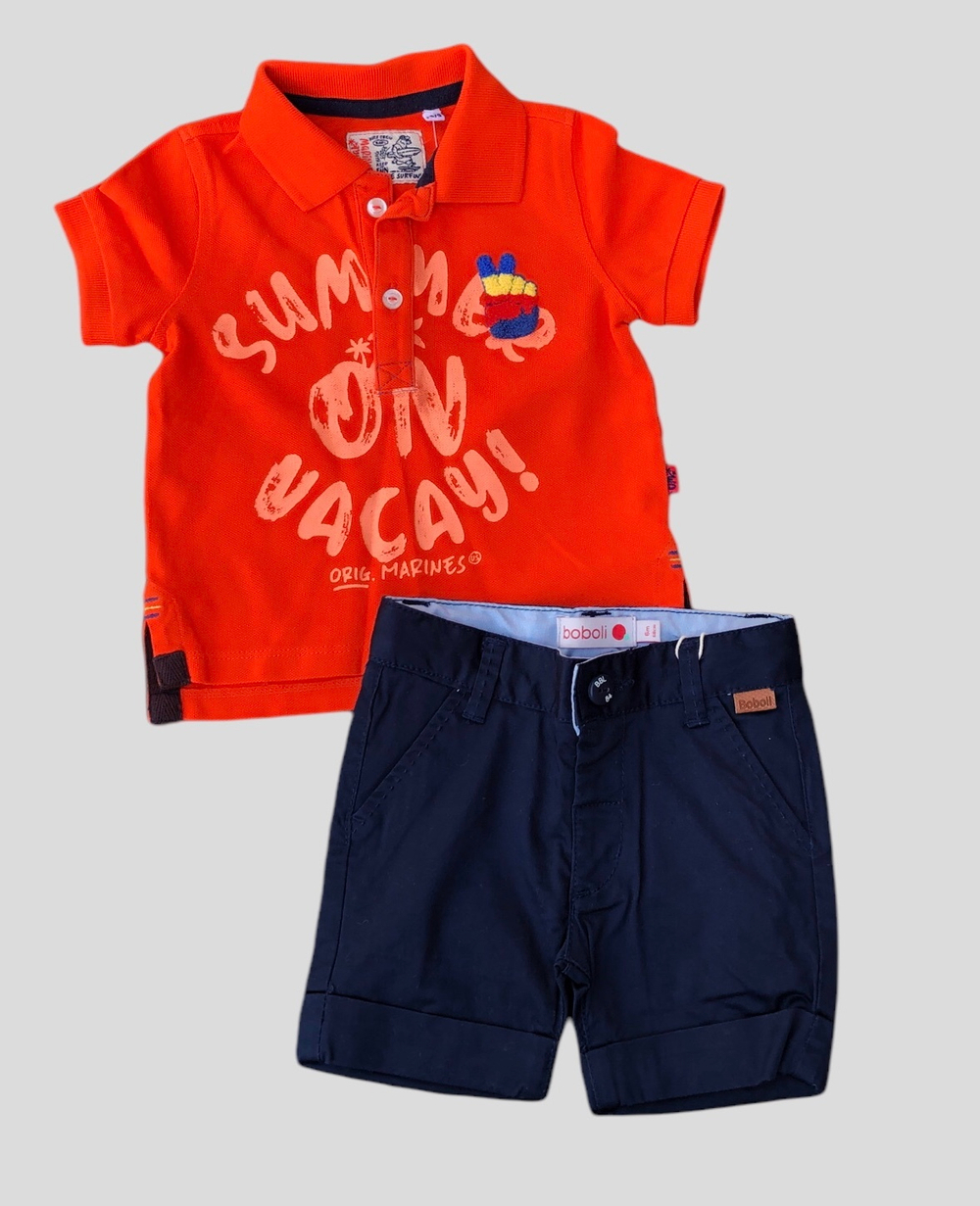 Костюм 2в1: шорти, футболка-поло "Summer", бавовна, котон ТМ "Original Marines", "Boboli" (68 см)