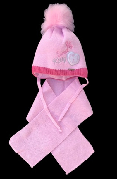 Шапочка із шарфом "My sweet Kitty", акрил ТМ "Grans" (р. 40-42)