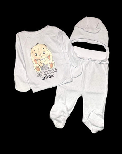 Комплект 3в1: льоля, повзунки, шапочка "Зайченя", рібана ажур ТМ “UA” (56 см)