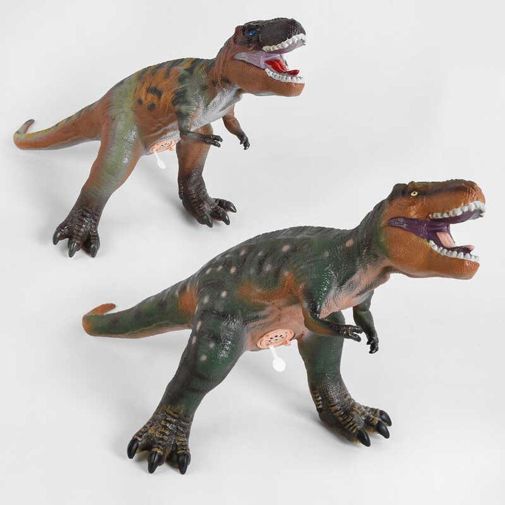 Динозавр музыкальный Q 9899-511 А (24/2) 2 вида, на батарейках, мягкий, резиновый, 40см, 1шт в пакете