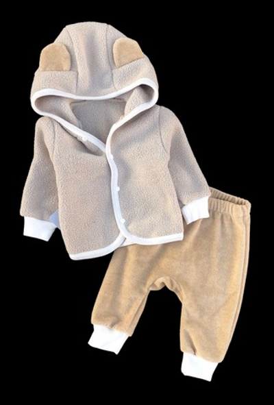 Костюм 2в1: кофта, штани "Ведмежа", набивна махра, велюр, ТМ "Happy ТоТ" (74 см)