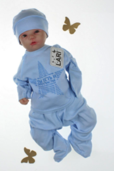 Комплект 3в1: льоля, повзунки, шапочка ТМ "Ларі", рібана ажур (56 см)