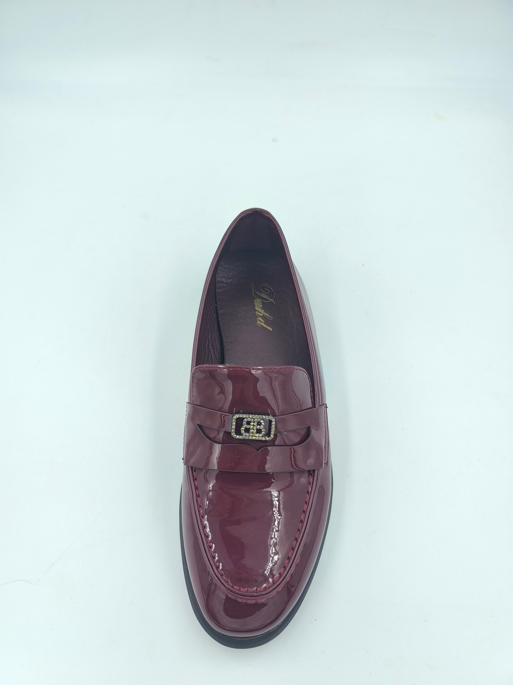 Лакированные бордовые лоферы из искусственной кожи