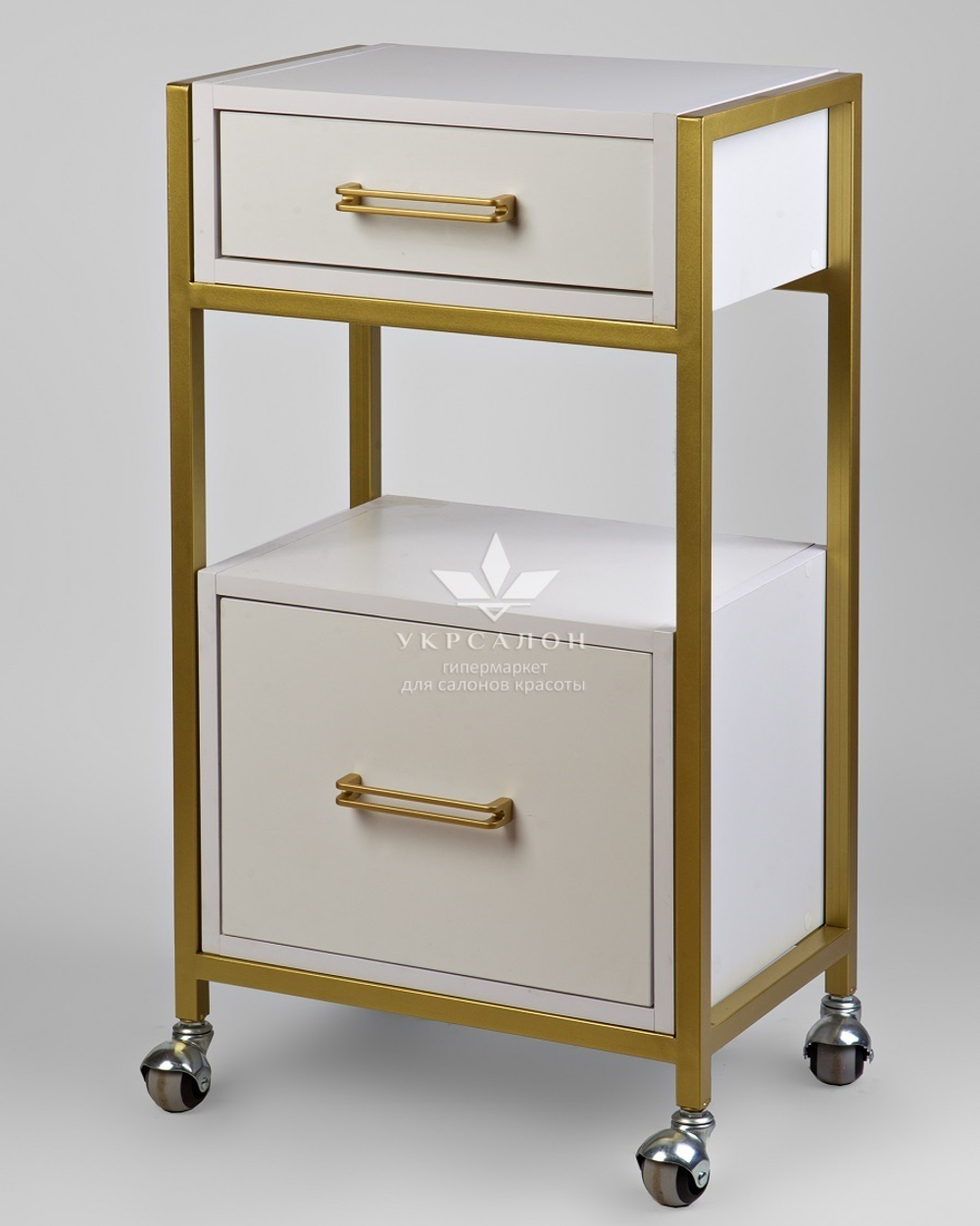 Візок із двома ящиками ЛДСП із золотим каркасом