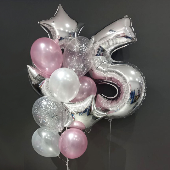 Кульки з гелієм для дівчинки: срібні та ніжно рожеві