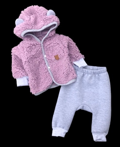 Костюм 2в1: кофта, штани "Ведмежа", набивна махра, трьохнитка з начосом, ТМ "Happy ТоТ" (68 см)