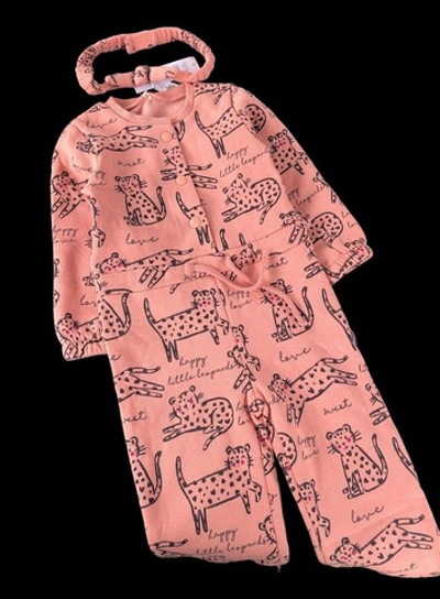 Ромпер з пов'язкою на голову «Леопард»,  трьохнитка з начосом ТМ "George"