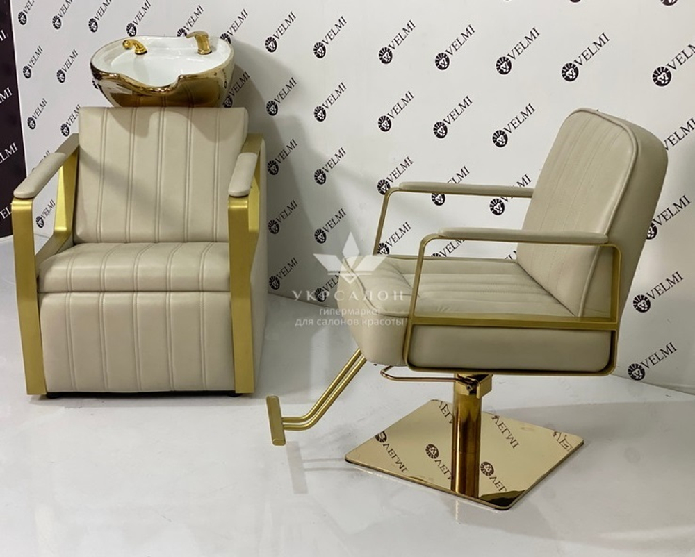 Парикмахерское кресло Bronx Gold с подставкой