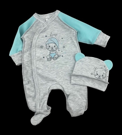 Комплект 2в1: чоловічок, шапочка "Ведмежа", інтерлок ТМ "Mario Kids"