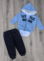 Костюм 3в1: кофта, штани, реглан "Little Hunk", трьохнитка з начосом ТМ "Necix's" (86 см)