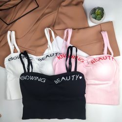 Удлиненный топ со съемным сплошным поролоном,