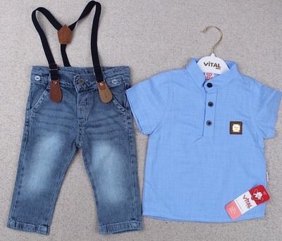 Костюм 2в1: теніска, штани, бавовна, джинс ТМ "Vital"