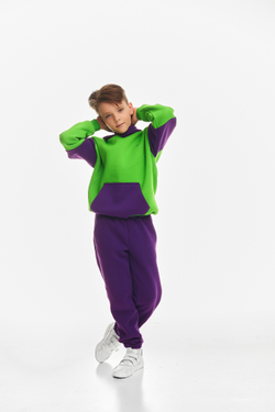 Дитячий спортивний утеплений костюм Kindamor Active Heat Purple/Green, фліс для хлопчика
