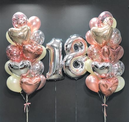 Шарики с серебряными цифрами для девушки