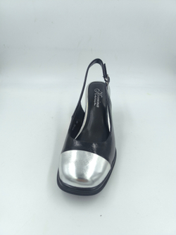 Женские туфли с серебристым носком и открытой пяткой/размеры 35-40