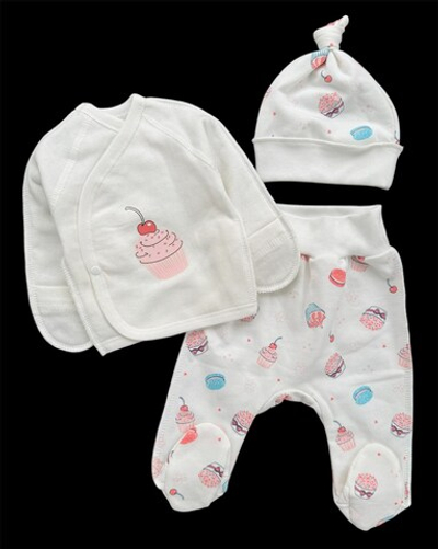 Комплект 3в1: льоля, повзунки, шапочка "Вишенька", футер ТМ “Happy ТОТ” (56 см)