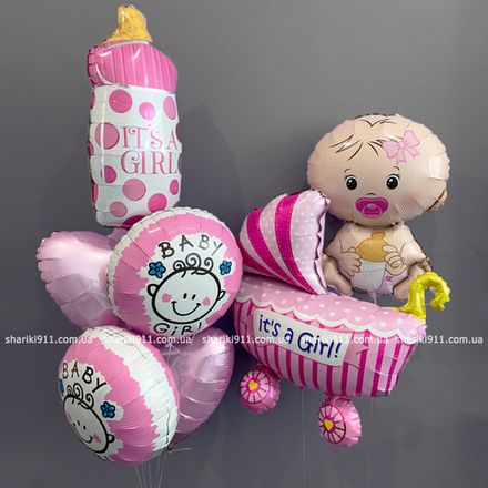 Шарики с гелием на выписку из роддома для девочки