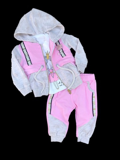 Костюм 3в1: кофта, штани, реглан “Girl”, бавовна, двунитка, ТМ "Bombis" (74 см)