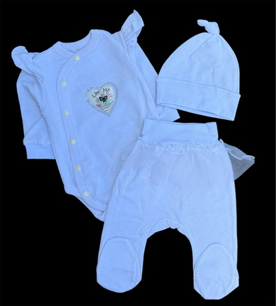 Комплект 3в1: боді з довгим рукавом, повзунки, шапочка "Принт", футер ТМ “Happy”