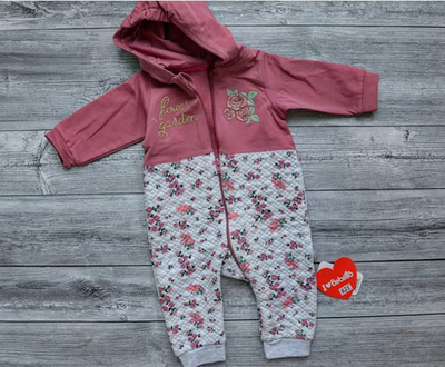 Ромпер з капюшоном "Квітка", двунитка з начосом,капітон ТМ "Bebetto"