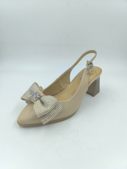 Женские туфли с открытой пяткой и бантом из искусственной кожи