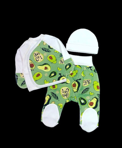 Комплект 3в1: льоля, повзунки, шапочка "Принт", інтерлок ТМ “Happy” (56 см)