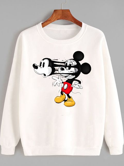 Світшот чоловічий білий Mickey is crazy Love&Live