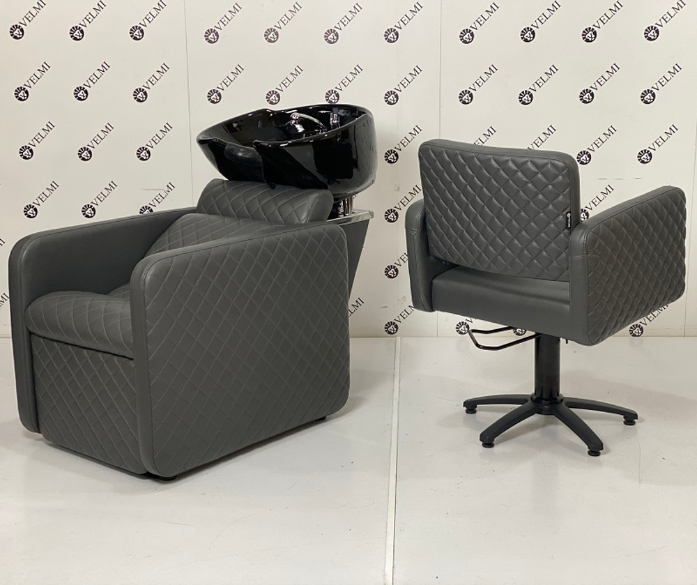 Комплект парикмахерской мебели Polo Premium Lux Black на пятилучье