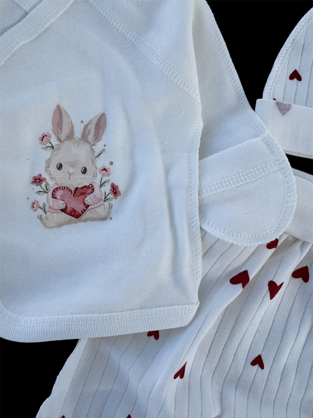 Комплект 3в1: льоля, повзунки, шапочка "Серденько", інтерлок, трикотаж рубчик ТМ “Happy ТoТ” (56 см)