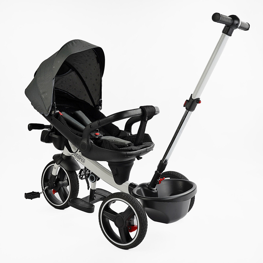 Детский трехколесный велосипед Best Trike Marco 9155 PU, складной руль, музыкальная фара, с родительской ручкой