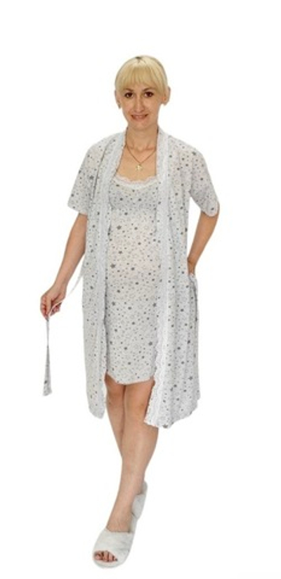 Комплект 2в1, для вагітних і годуючих мам, бавовна: халат, сорочка "Чарівність", бавовна, ТМ "Trico"